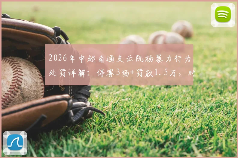2026年中超南通支云阮杨暴力行为处罚详解:停赛3场+罚款1.5万,对球队有何影响
