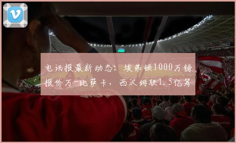电讯报最新动态:埃弗顿1000万镑报价万-比萨卡,西汉姆联1.5亿筹资计划引关注